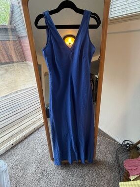 V-Neck Royal Blue Maxi Dress